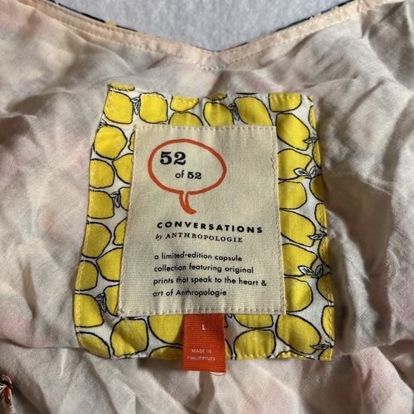 Anthropologie 52 of 52 Conversations Colloquial Bias Dress Cat Lemon‎ Butterfy L - Picture 6 of 7